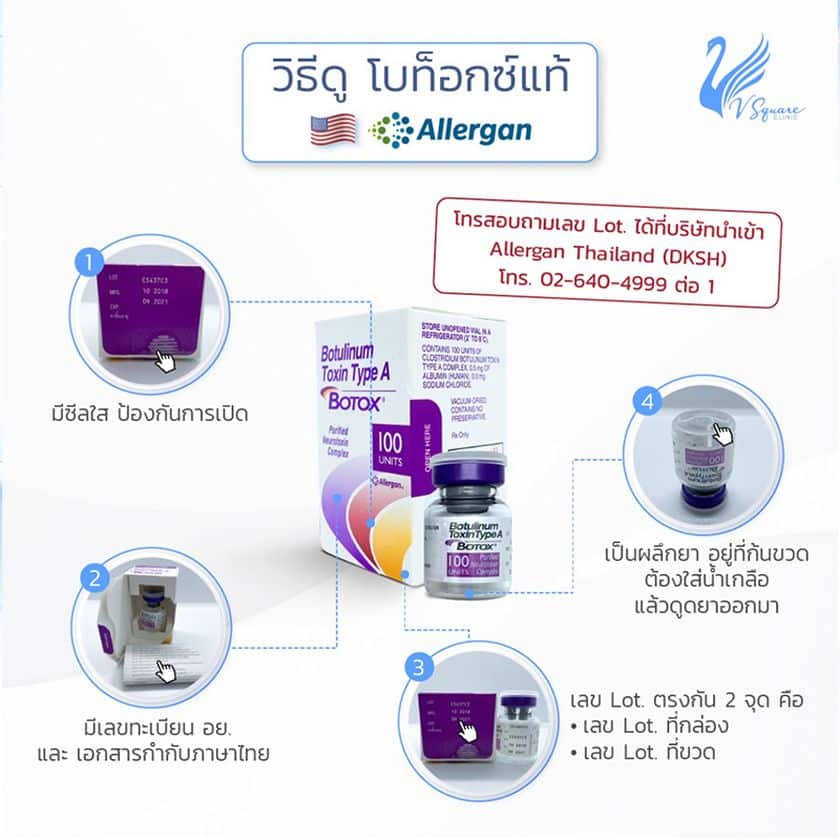 วิธีดูโบท็อก Allergan 100 units ของแท้