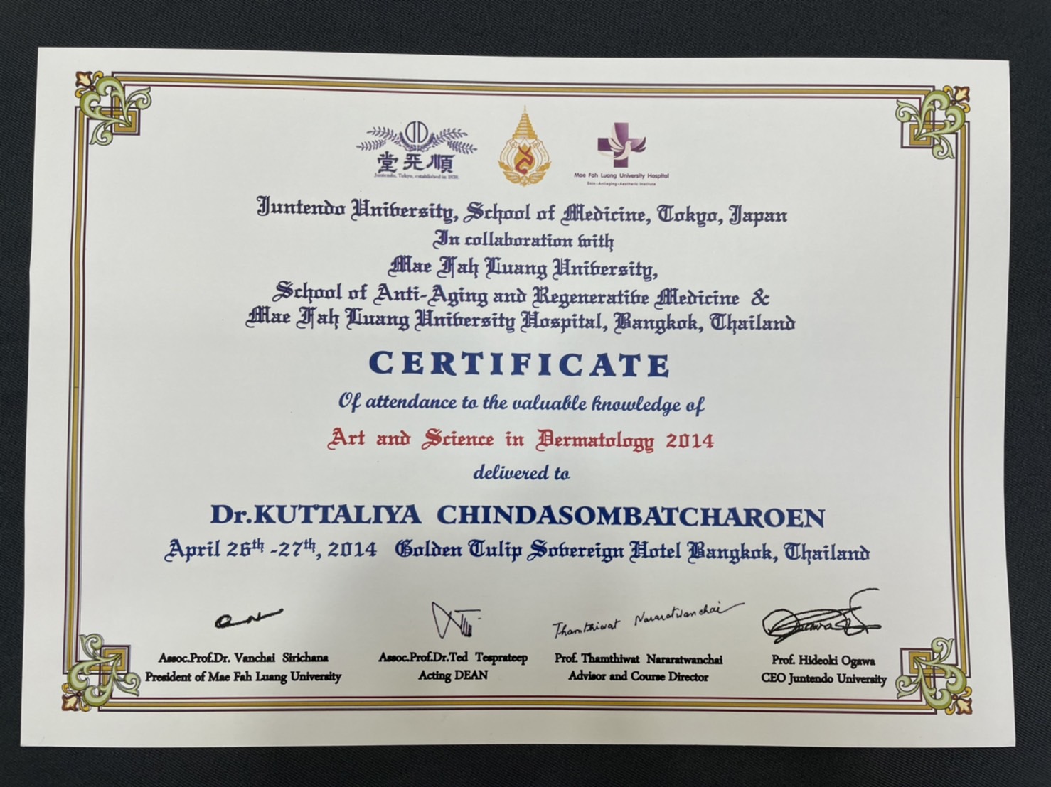 dr Kuttaliya Chindasombatcharoen Certificate (5)