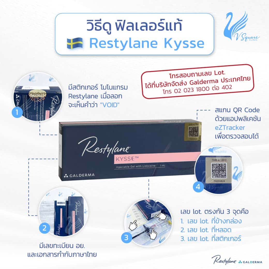 วิธีดูฟิลเลอร์แท้-Restylane Kysse