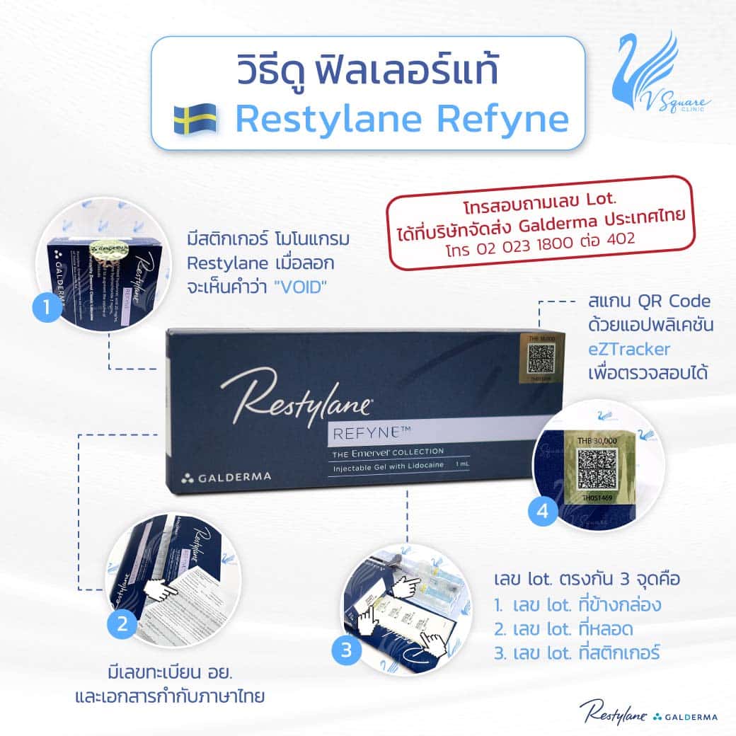 วิธีดูฟิลเลอร์แท้-Restylane Refyne