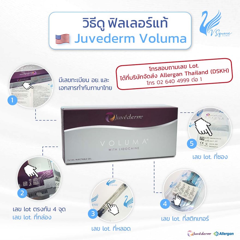 วิธีดูฟิลเลอร์แท้ Juvederm Voluma