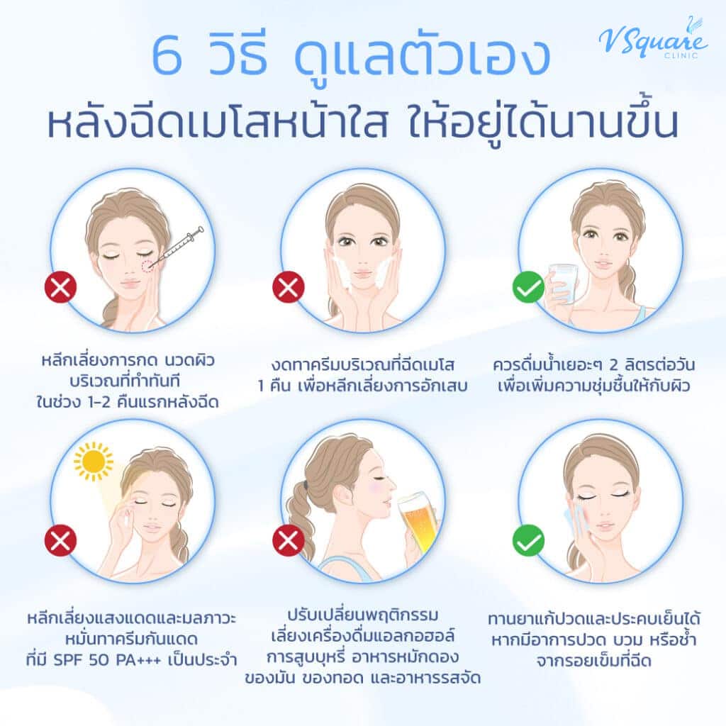การดูแลหลังฉีดเมโสหน้าใส