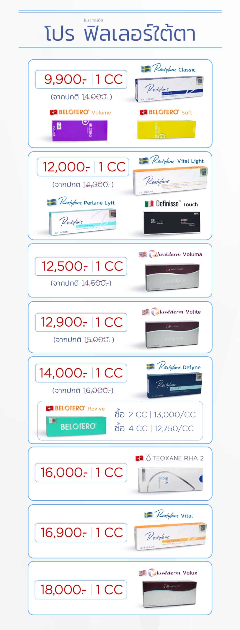 ฟิลเลอร์ใต้ตา ราคา